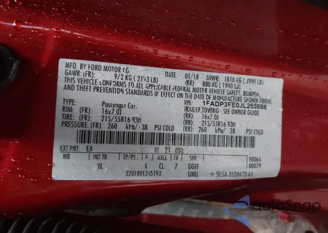 2018 Ford Focus Se from USA, damaged, VIN 1FADP3FE0JL255688